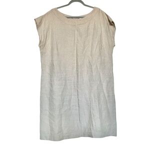 J Jill Love Linen Drop Shoulder Boat Neck Shift Dress Lagenlook Size XL Missy